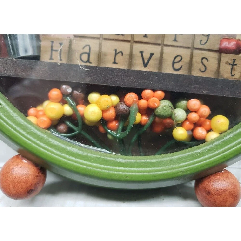 Blackout Lighted Round Wall Clock, FALL,HAPPY HARVEST,PILGRIMS GIVE THANX,GI